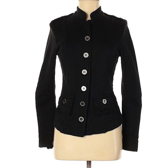 Hard Tail Vintage 90s Y2k Military Inspired Jersey Jacket Black Sz XS - Picture 1 of 5